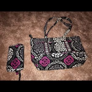 Purse and cosmetic bag combo.
